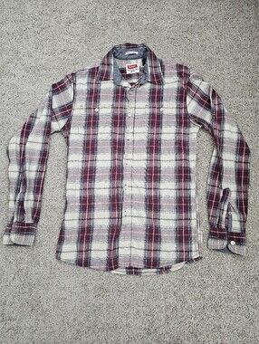 Wrangler Flannel Button Up, Red & Blue, Size S